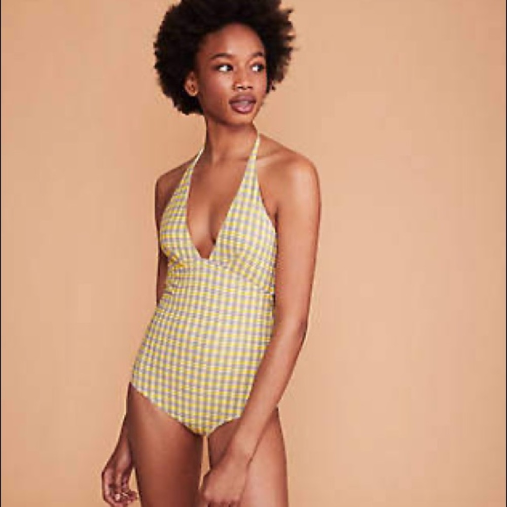 Plaid one piece swim suit